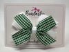 4 Inch Flat 3 Layer Bow - Green & White Gingham