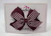 4 Inch Flat 3 Layer Bow Bobble - Burgundy & Burgundy Gingham