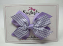 4 Inch Flat 3 Layer Bow Bobble - Lilac & Lilac Gingham
