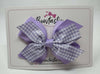 4 Inch Flat 3 Layer Bow - Lilac & Lilac Gingham