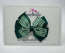 3.25 Inch Flat 2 Layer Bow - Hunter Green & Green Gingham