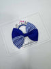 3.5 Inch Twist Bow Thin Elastic - Cobalt & Royal Blue Gingham