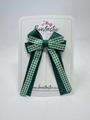 3 Inch Loop Tail Bow - Hunter Green & Green Gingham