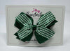 4 Inch Flat 3 Layer Bow Bobble - Forest Green & Green Gingham