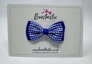 3 Inch Flat Double Bow - Cobalt & Royal Blue Gingham