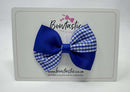 3.5 Inch Twist Bow - Cobalt & Royal Blue Gingham