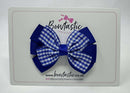 3.25 Inch Flat 2 Layer Bow - Cobalt & Royal Blue Gingham