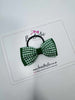3 Inch Flat Double Bow Thin Elastic - Forest Green & Green Gingham