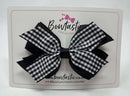 4 Inch Flat 3 Layer Bow - Black Gingham