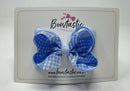 3 Inch Double Bow - Bluebell & Light Blue Gingham