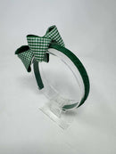 4 Inch Bow Alice Band - Forest Green Gingham