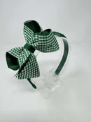 4 Inch Bow Alice Band - Forest Green Gingham