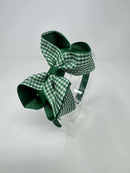 4 Inch Bow Alice Band - Forest Green Gingham
