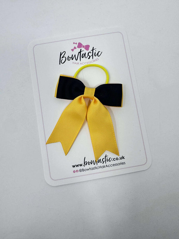 2.75 Inch Tail Bow Thin Elastic - Black & Yellow Gold