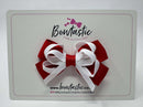 3 Inch Double Bow Style 2 - White & Red