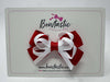 3 Inch Double Bow Style 2 - White & Red