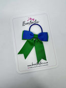 2.75 Inch Tail Bow Thin Elastic - Royal Blue & Emerald Green
