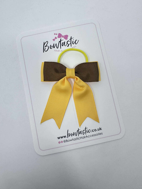 2.75 Inch Tail Bow Thin Elastic - Turftan & Yellow Gold