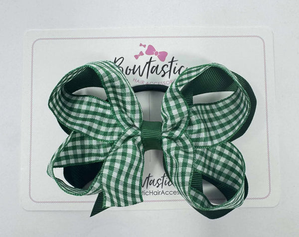 4 Inch 2 Layer Bobble - Forest Green & Green Gingham