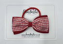 4 Inch Double Tuxedo Bow Bobble - Red & Red Gingham