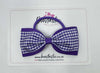 4 Inch Double Tuxedo Bow Bobble - Purple & Purple Gingham