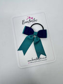 2.75 Inch Tail Bow Thin Elastic - Navy & Jade Green