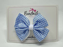 3.5 Inch 2 Layer Butterfly Bow - Blue & White Gingham