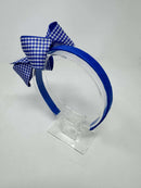 4 Inch Bow Alice Band - Royal Blue Gingham