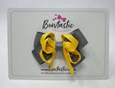 3 Inch Double Bow Style 2 - Yellow Gold & Metal Grey