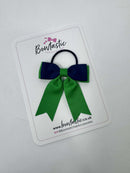 2.75 Inch Tail Bow Thin Elastic - Navy & Emerald Green