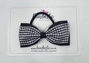 4 Inch Double Tuxedo Bow Bobble - Black & Black Gingham