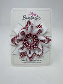4 Inch Flower Bow - Burgundy & White Gingham