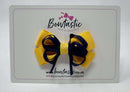 3 Inch Double Bow Style 2 - Navy & Yellow Gold