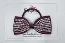 4 Inch Double Tuxedo Bow Bobble - Burgundy & Burgundy Gingham