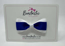 3 Inch Flat Tuxedo Bow - Cobalt & White
