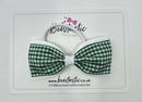 4 Inch Double Tuxedo Bow Bobble - Green & White Gingham