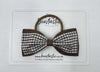 4 Inch Double Tuxedo Bow Bobble - Turftan & Brown Gingham