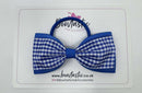 4 Inch Double Tuxedo Bow Bobble - Royal Blue & Royal Gingham