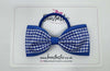 4 Inch Double Tuxedo Bow Bobble - Royal Blue & Royal Gingham