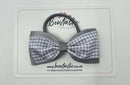 4 Inch Double Tuxedo Bow Bobble - Grey Gingham