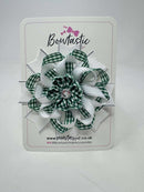 4 Inch Flower Bow - Green & White Gingham