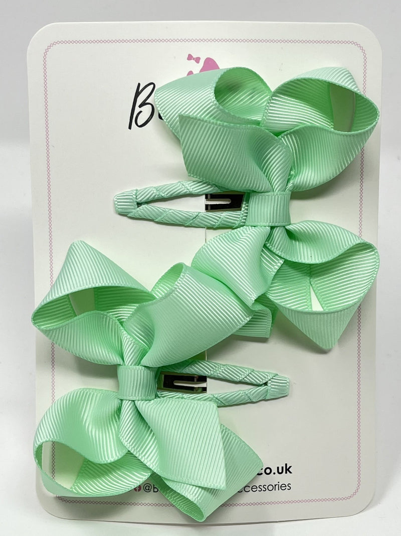 3 Inch Bow Snap Clip - Pastel Green - 2 Pack