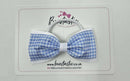 4 Inch Double Tuxedo Bow Bobble - Light Blue & White Gingham