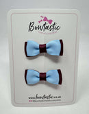 1.75 Inch Bow - Blue Topaz & Burgundy - 2 Pack