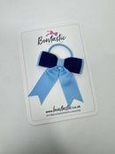 2.75 Inch Tail Bow Thin Elastic - Navy & Blue Mist