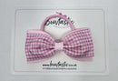 4 Inch Double Tuxedo Bow Bobble - Pink & Pink Gingham