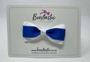 3 Inch Flat Tuxedo Bow - Royal Blue & White