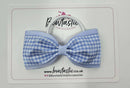 4 Inch Double Tuxedo Bow Bobble - Bluebell & Light Blue Gingham