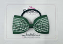 4 Inch Double Tuxedo Bow Bobble - Forest Green & Green Gingham