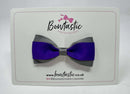 3 Inch Flat Thin Tuxedo Bow - Purple & Metal Grey